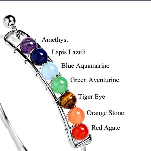 7 Chakras Healing Yoga Silver Adjustable Ring - Picture 6 of 6
