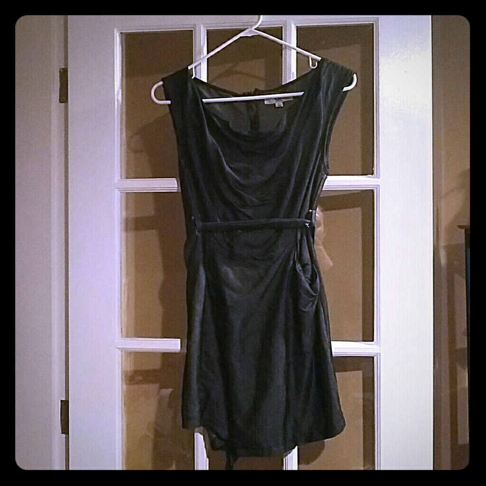 Ya L.A. Dark Gray Denim Belted Dress w/ Pockets