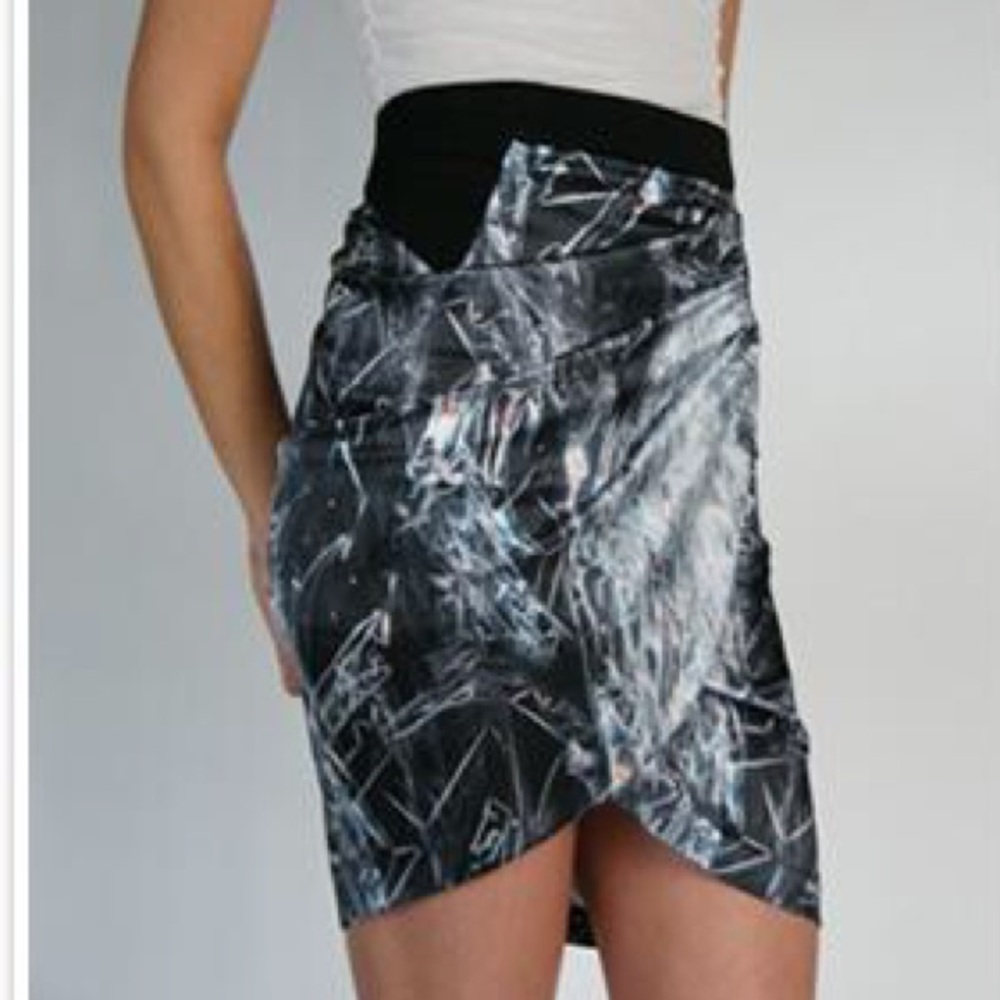 SOLD! Helmut Lang Cellophane Print Tulip Skirt