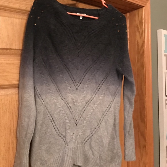 Buffalo David Bitton Sweaters - Gray ombré long sweater with gold studs
