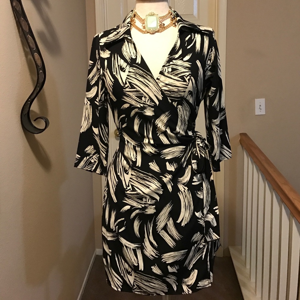 Leaf Print Wrap Dress