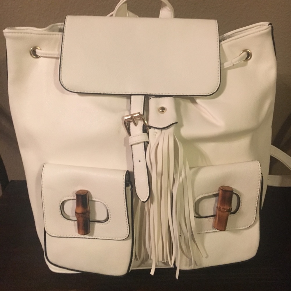 White Backpack with adjustable straps
