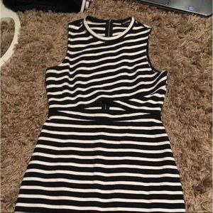 Striped express bodycon fit and flare dress