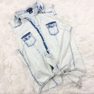 Wetseal Distressed Denim Vest