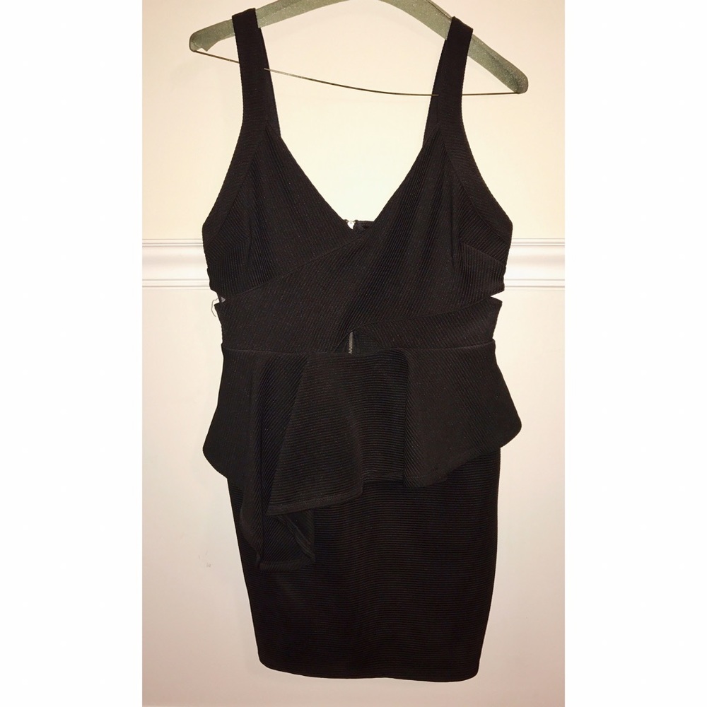 Material Girl Black Cut-Out Peplum Dress