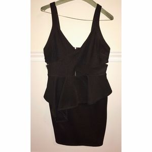 Material Girl Black Cut-Out Peplum Dress