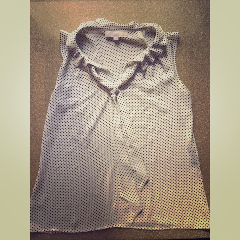 Loft Polka Dot cap-sleeved Blouse