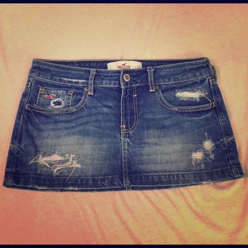 Hollister jean mini distressed mini skirt