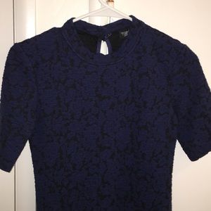 Topshop blue & black brocade dress