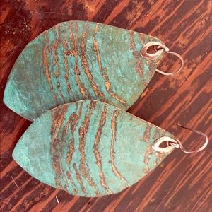 Turquoise feather earrings
