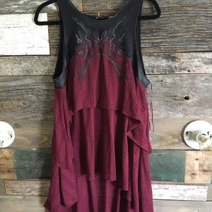 Free People Burgundy Leather top/tunic