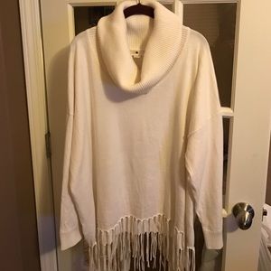 Off white Michael Kors cowl neck & fringed sweater