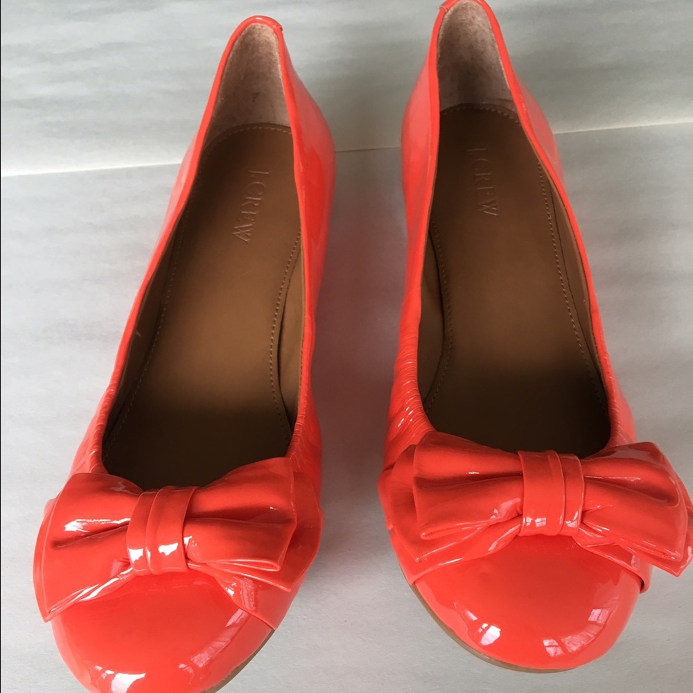 J Crew Orange Cece Flats Size 7