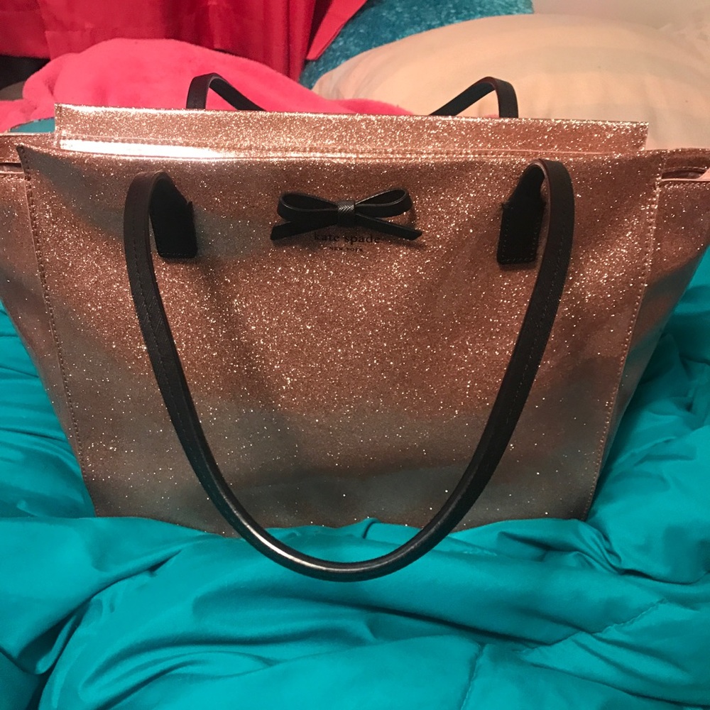 Kate spade rose gold glitter purse