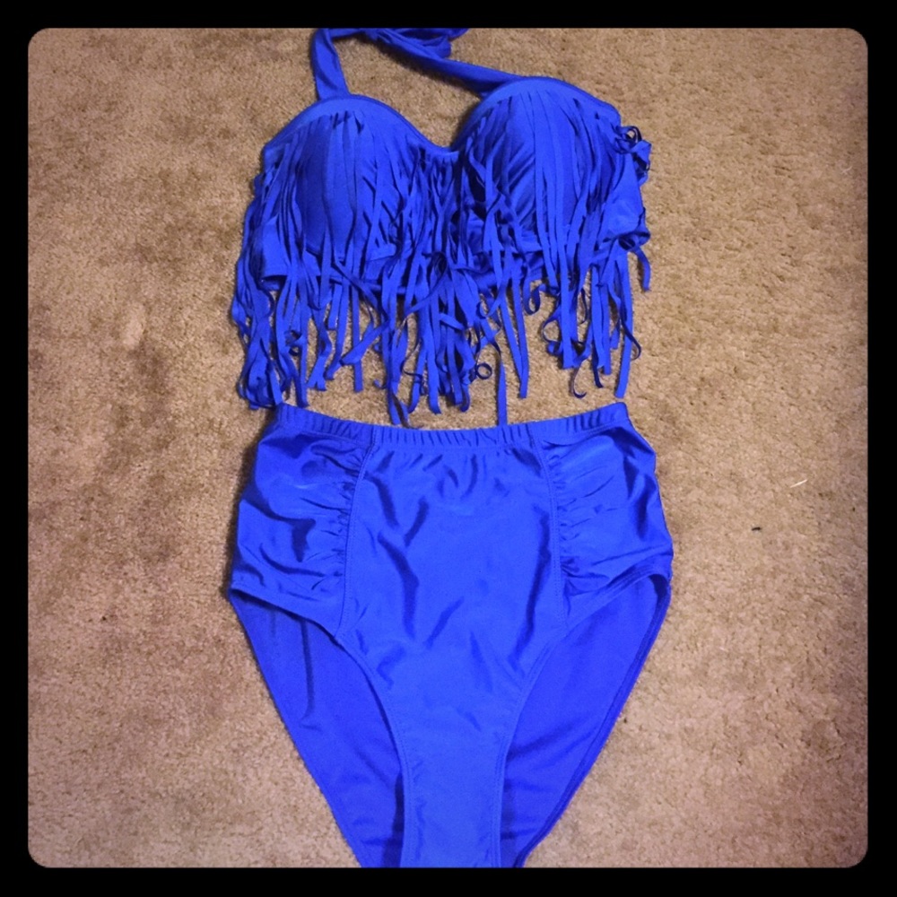 Super cute royal blue two piece bathing suit - XL