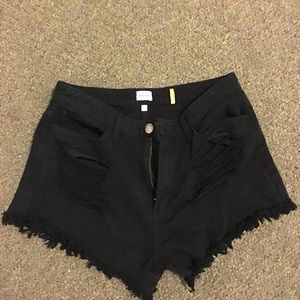 High waisted jean shorts