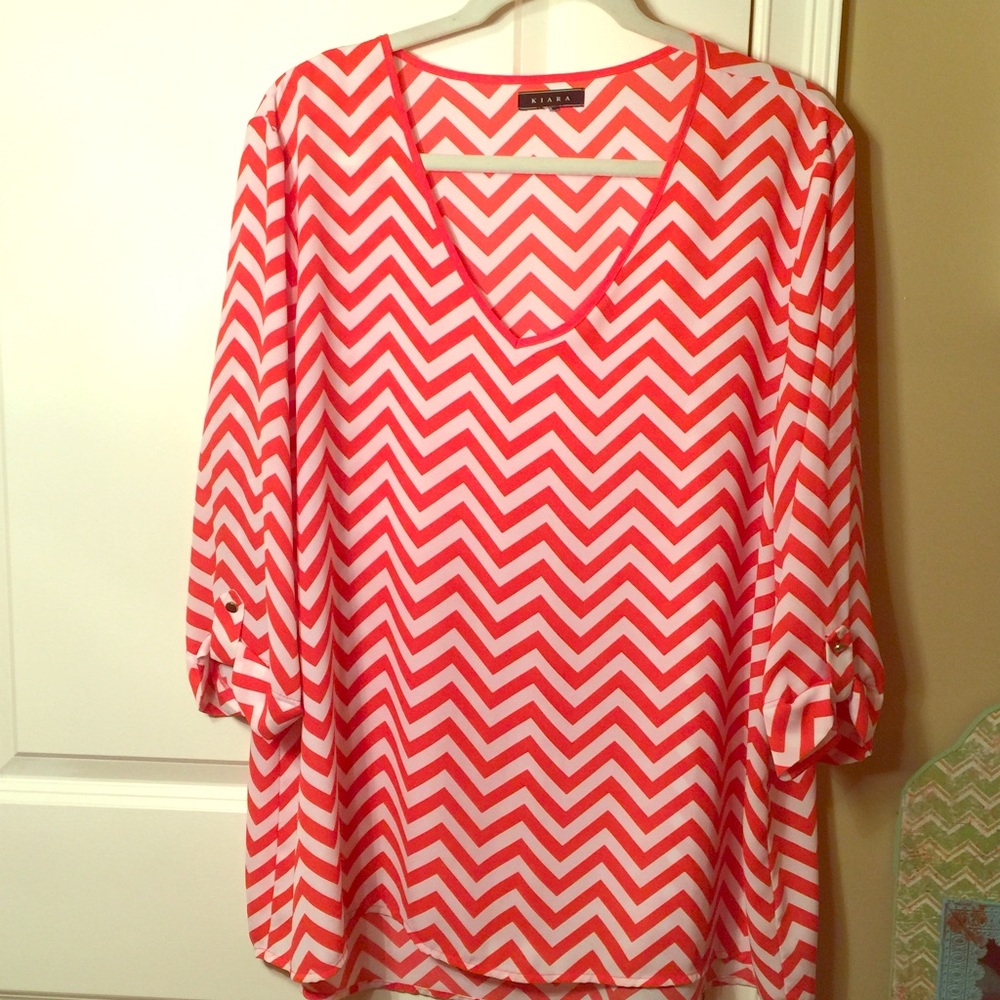 Orange and White Chevron Blouse