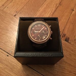 Michael Kors brown tortoise shell watch