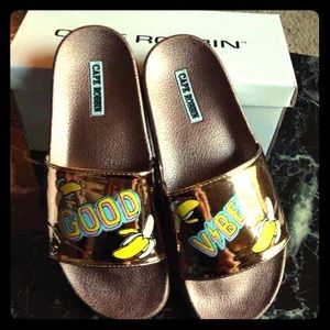 NEW Cape Robbin Rose Gold Moira sandals slides 7