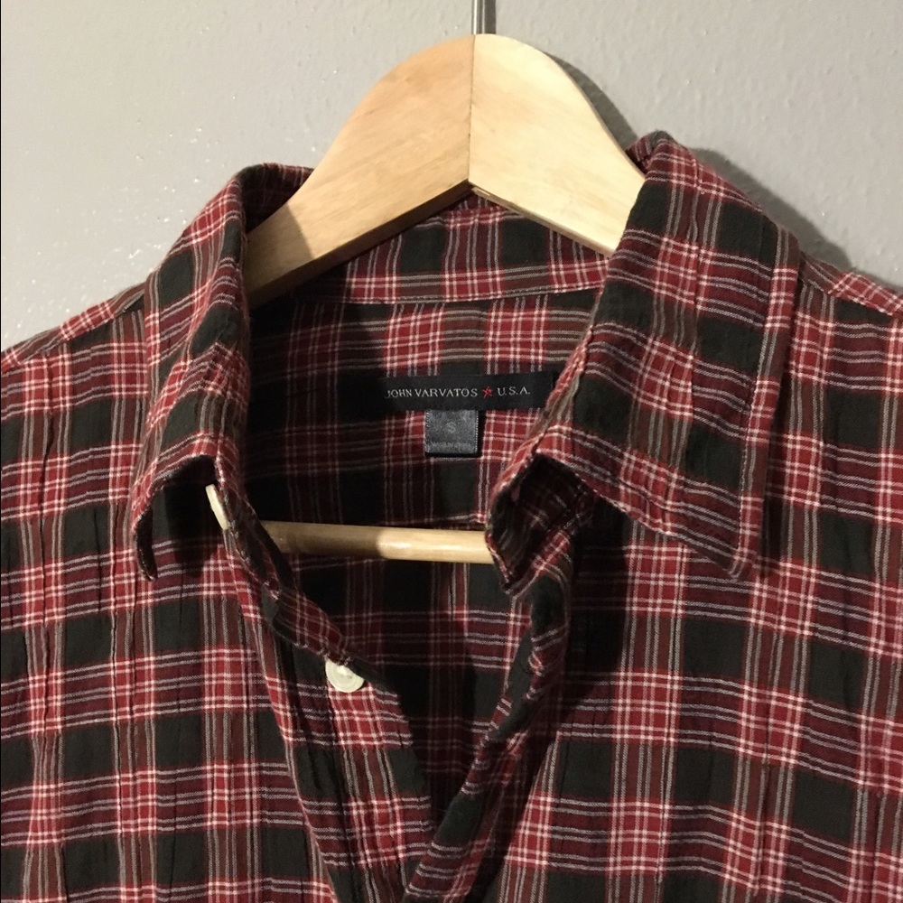 John Varvatos LS Crinkle Plaid Woven Shirt
