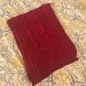 Red Cable Knit Scarf with Pockets