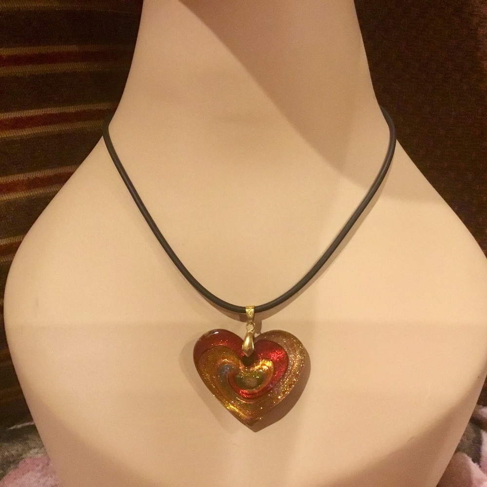 Fused Glass Heart Necklace