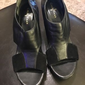 Cole Haan Open toe black wedge