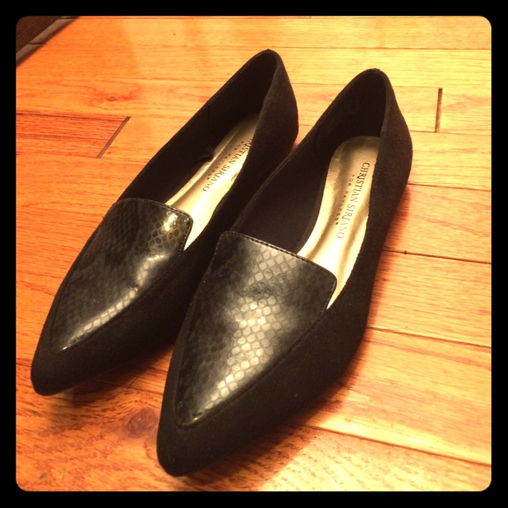 Christian Siriano snakeskin and suede loafers