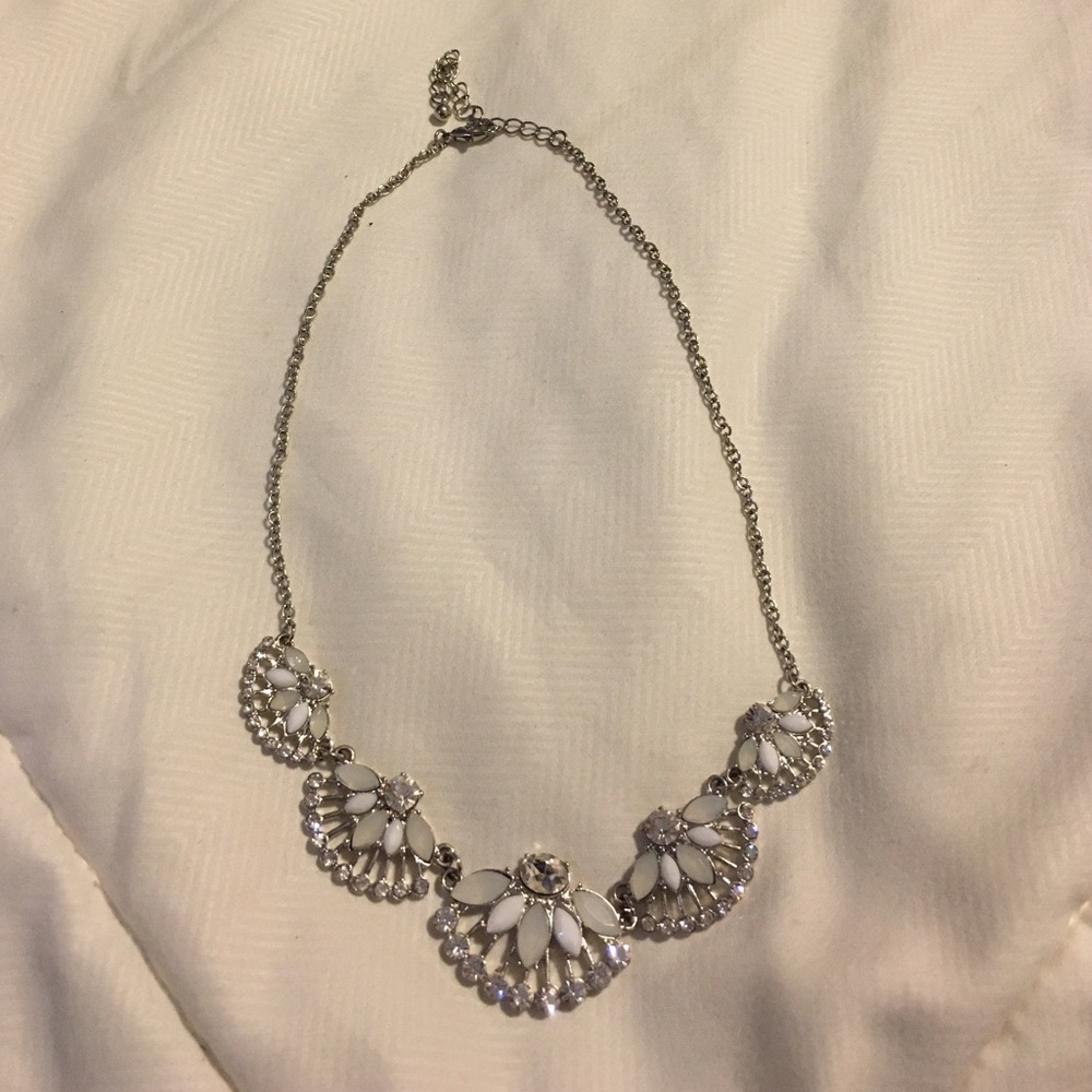Silver and white necklace
