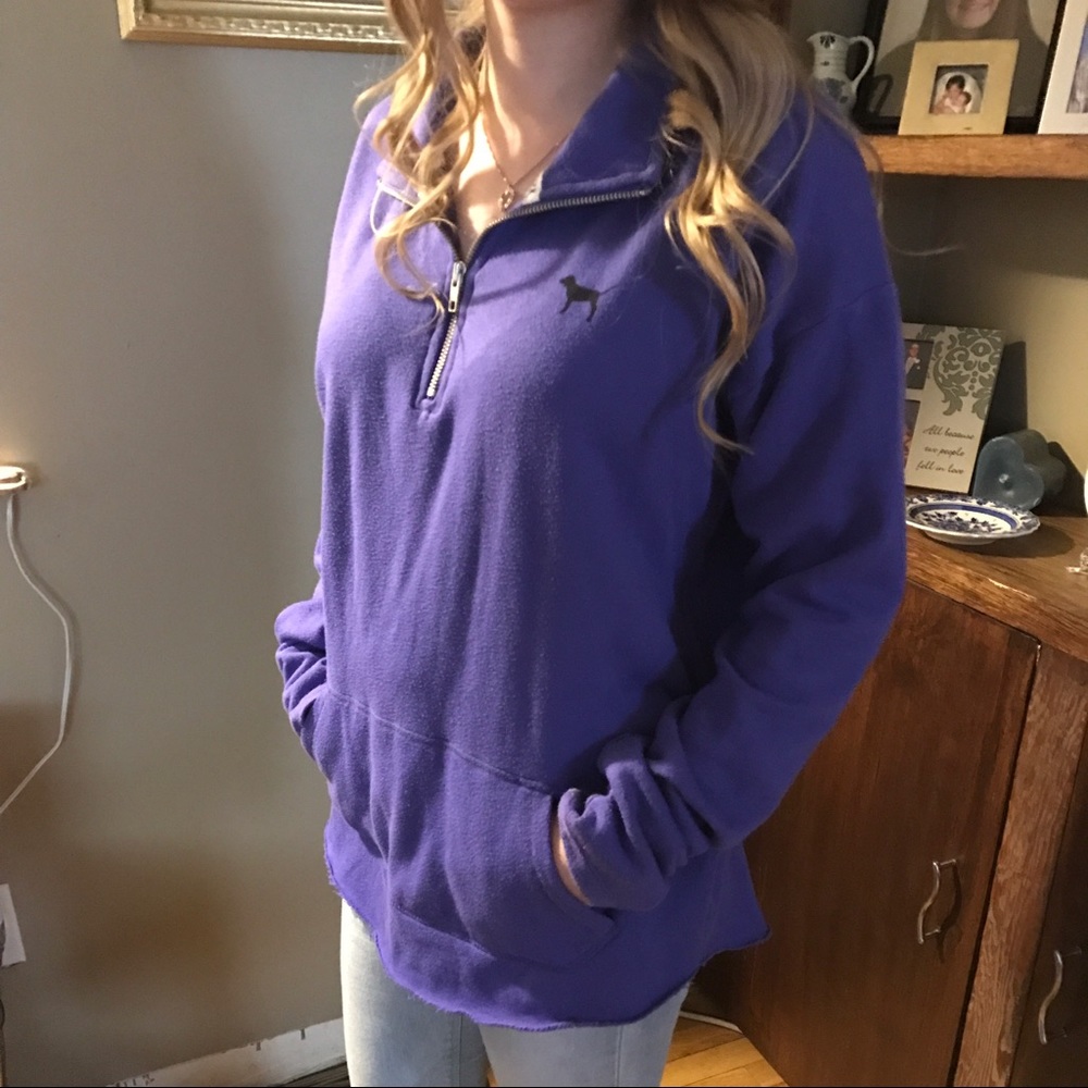 VS PINK Curved Hem Half-Zip Sweatshirt