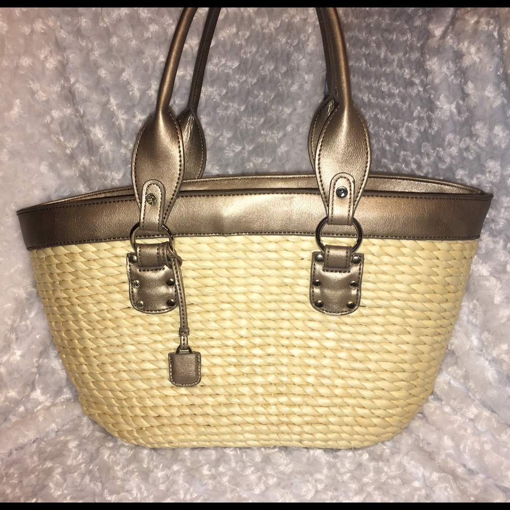 Liz Claiborne Bronze Basket style tote