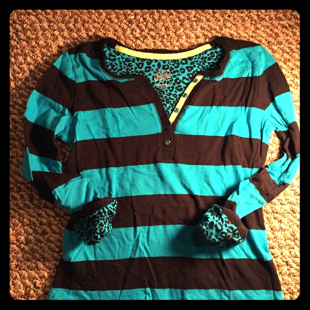 Girls long sleeve blue turquoise t-shirt