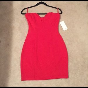 Red Tobi sweetheart neck strapless bodycon dress