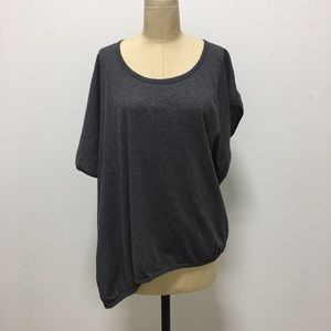 DKNY Pure asymmetrical boxy charcoal cotton tee
