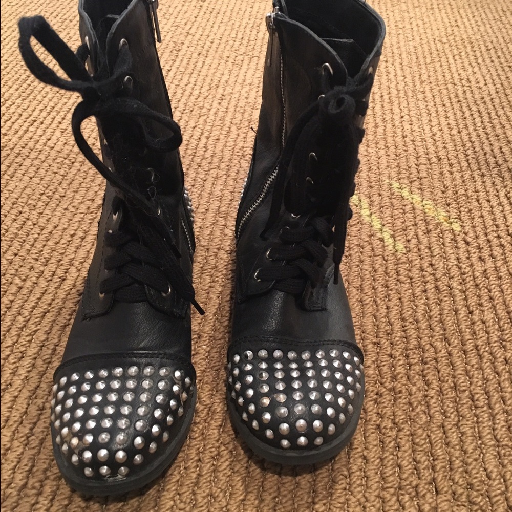 black combat boots with studs