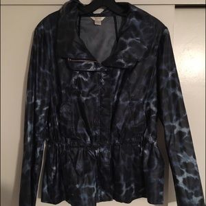 Blue zebra print rain coat