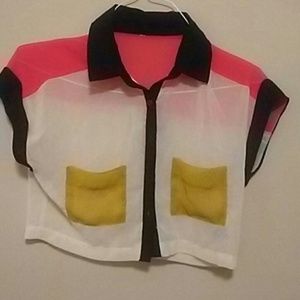 Retro colorblock crop top S