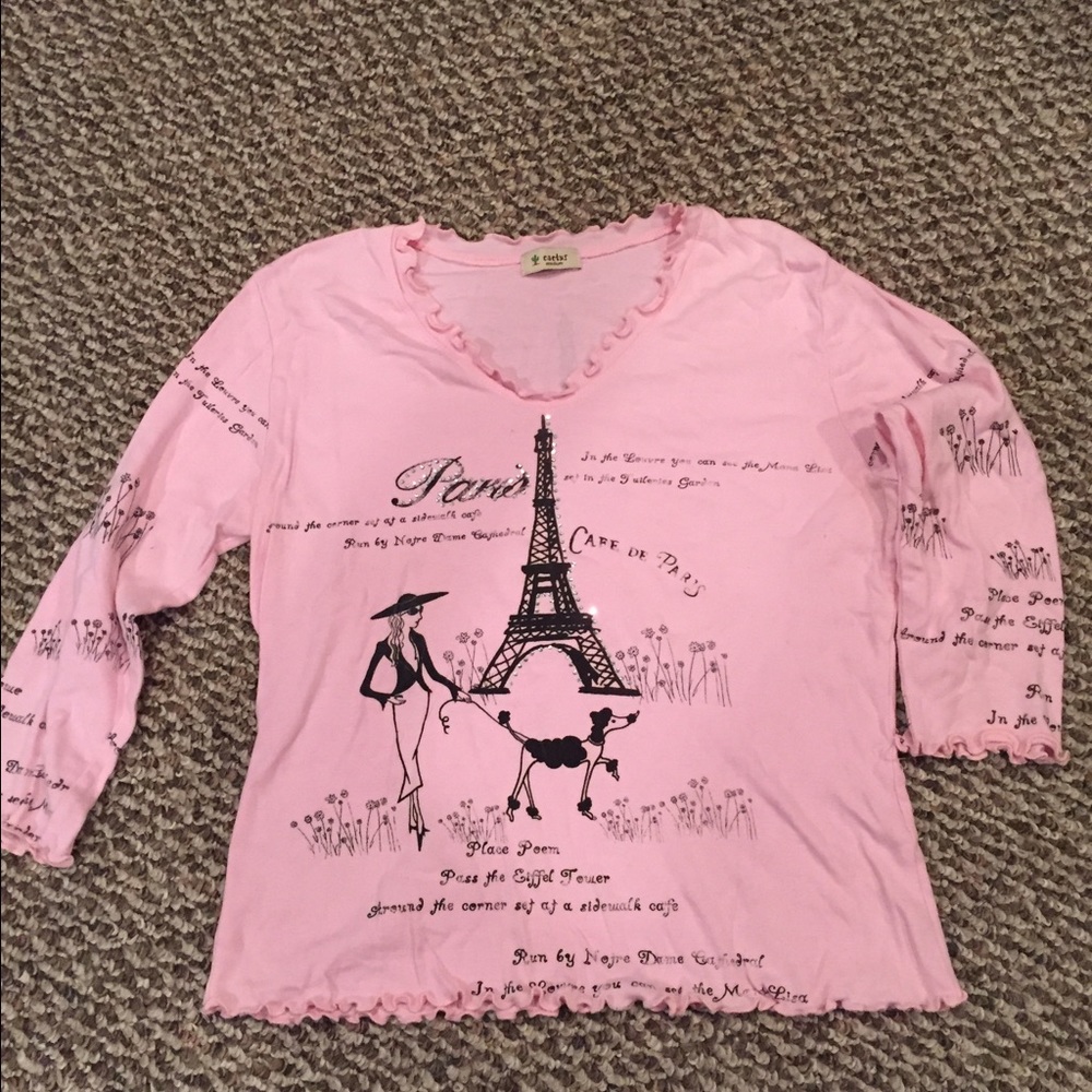 Pink long sleeve Paris t-shirt