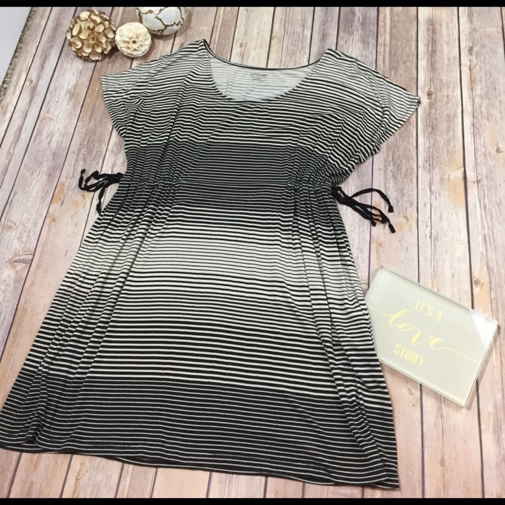 Motherhood Maternity cream and black striped top