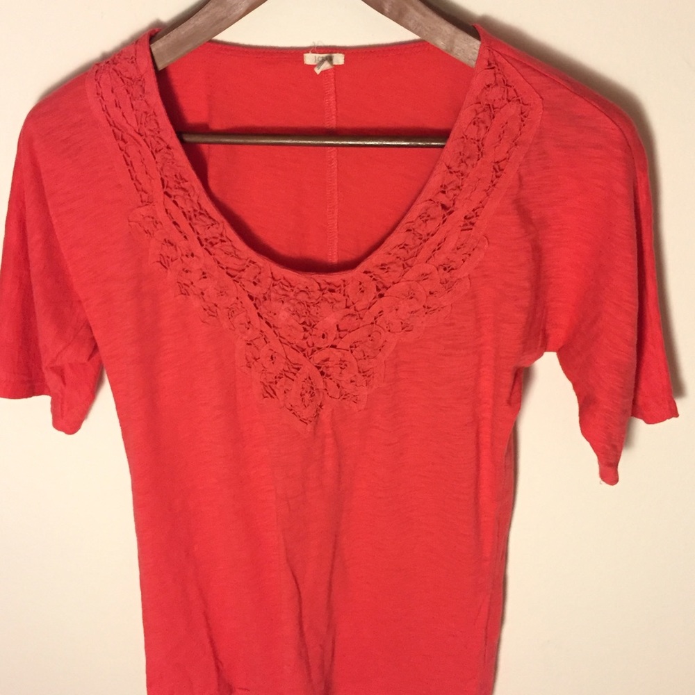 Coral crochet V neck T by J Crew