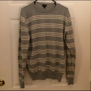 J Crew gray striped sweater - cotton and cashmere