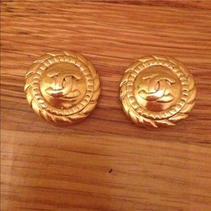 Authentic Gold-Tone Chanel clip earrings.