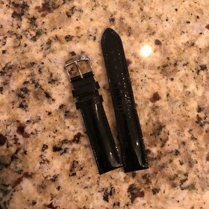 Michele 18mm black patent leather watch band