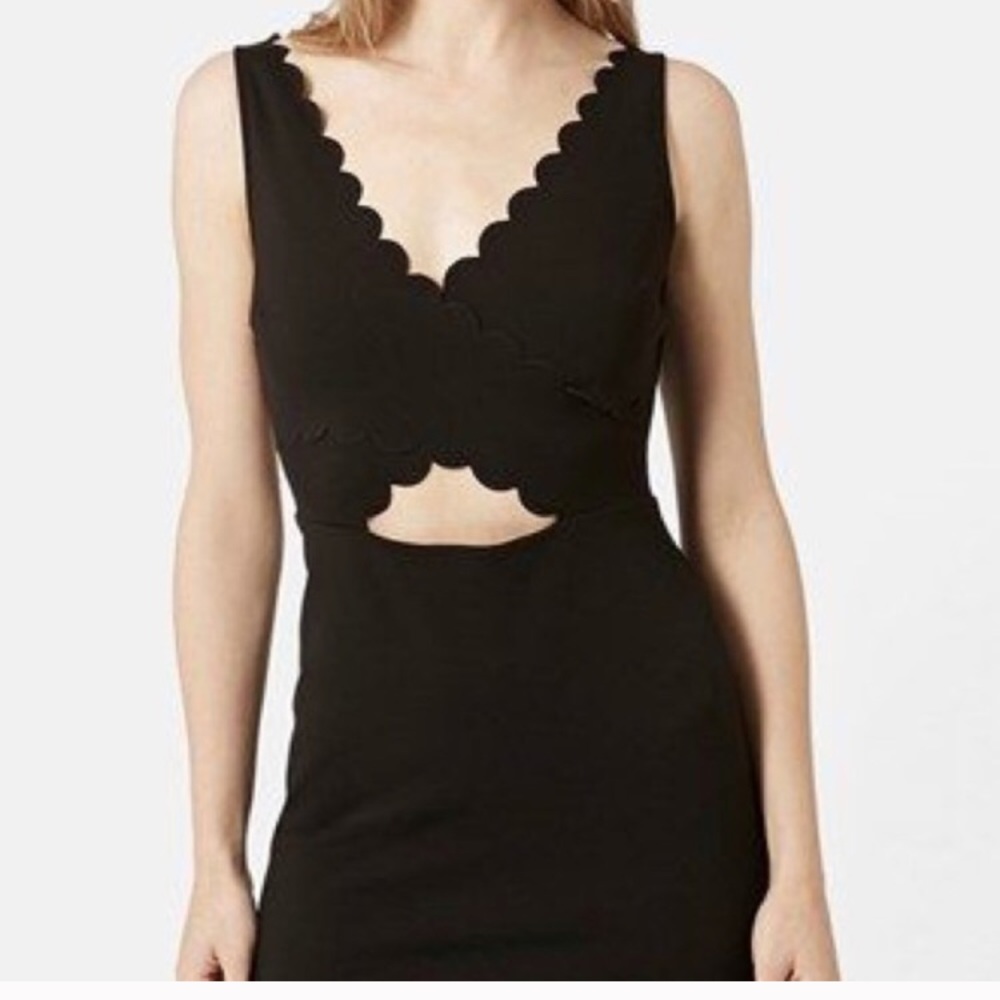 Topshop petite black scallop dress