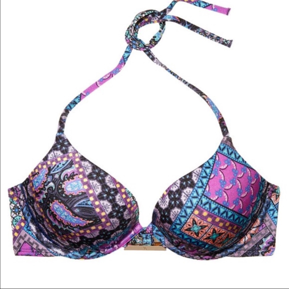 Victoria’s Secret Luxe Bombshell Add-2-Cups Push-Up Halter Bikini Top