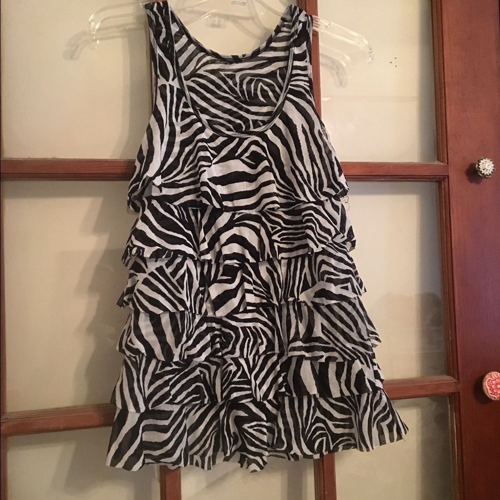 ❤Zebra Print Ruffle Tank❤ - Picture 3 of 5
