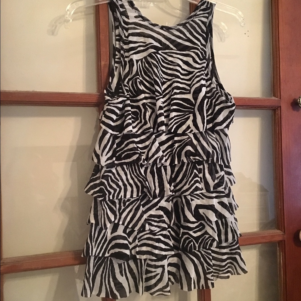 ❤Zebra Print Ruffle Tank❤ - Picture 4 of 5