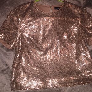Forever 21 Sequins Crop Top in Rose Gold