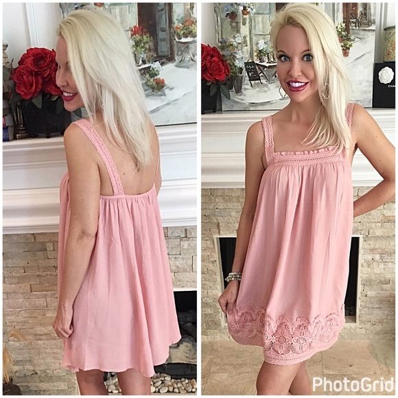 LAST 1! 💕Beautiful crochet trim sleeveless dress! - Picture 2 of 2