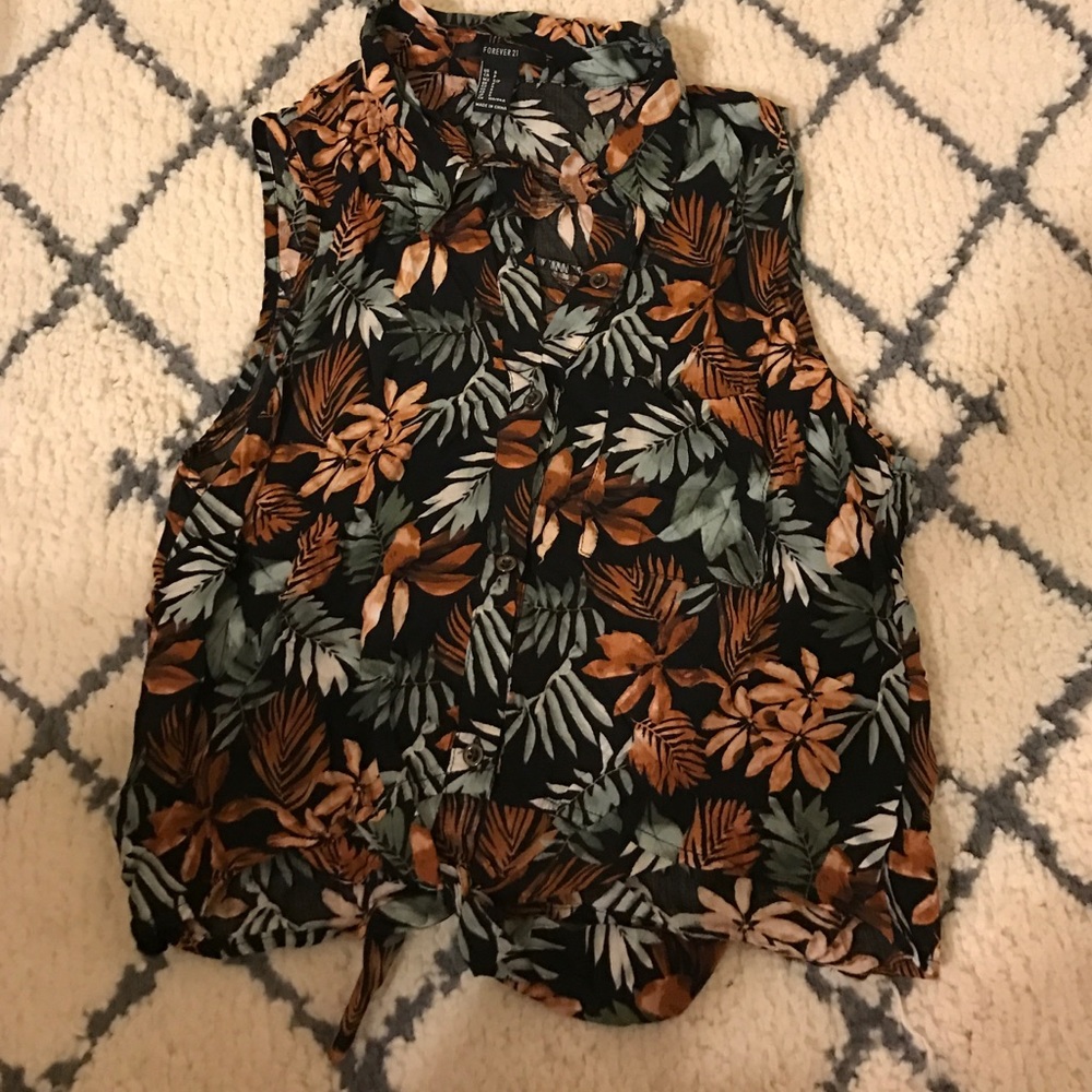 Forever 21 Button Up Crop Top